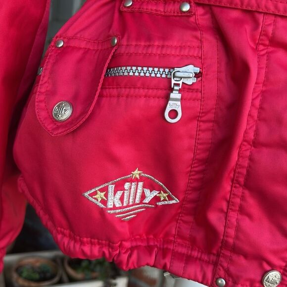 Red Ski Jacket with Silver Accents and Insulation - Picture 12 of 12